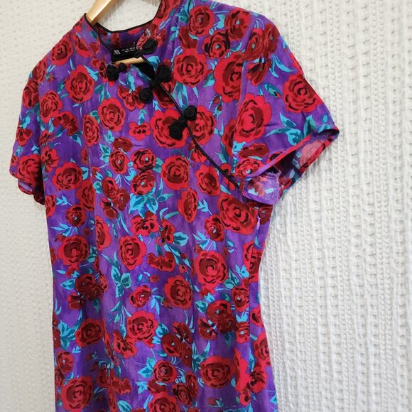 Zara Printed Frog Button Mini Dress Women's Size Large - Picture 10 of 15